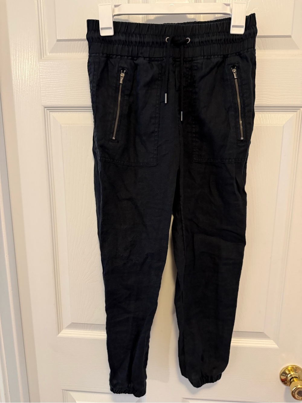 Athleta Black Drawstring Joggers with Zip Pockets